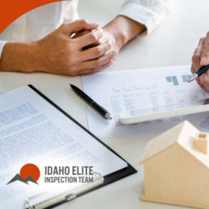 Home inspection professional reviewing property assessment details with a client.